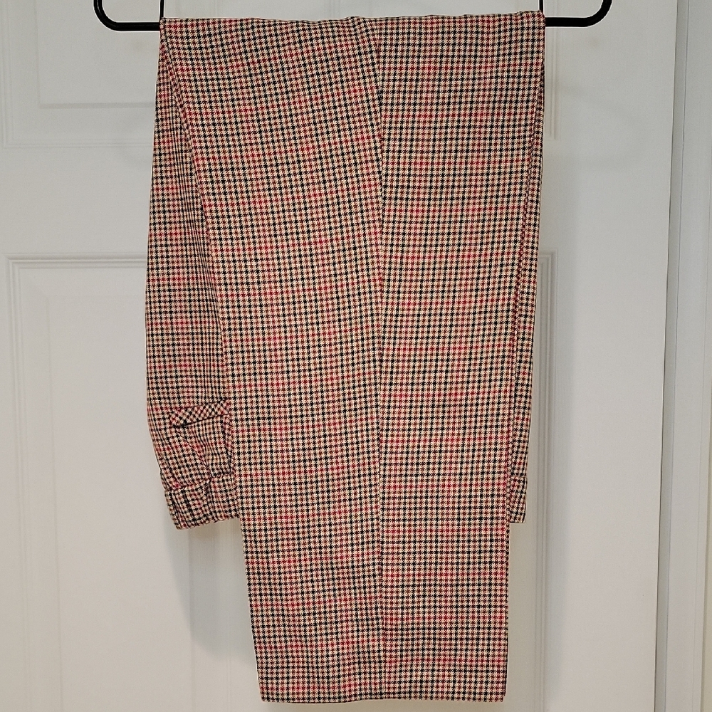 TOMMY HILFIGER Houndstooth Ankle Pants in Red Cream Brown and Black Sz 16